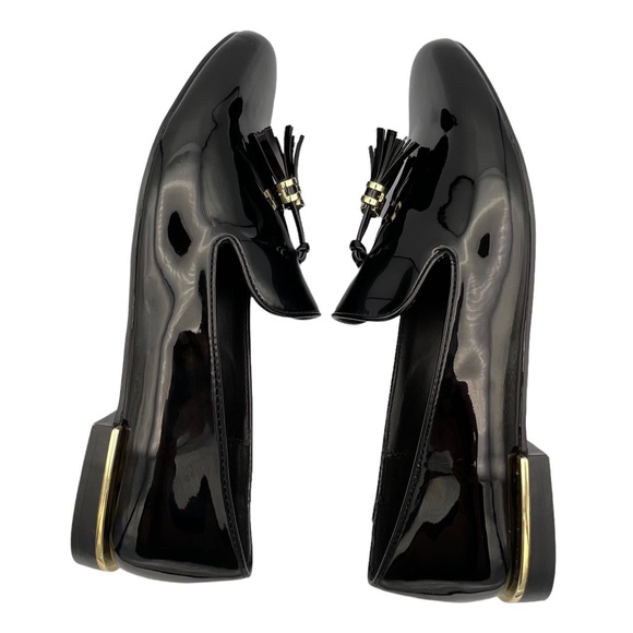 ZARA | Tasseled Black Patent Leather Style Loafer Flats | Size US 6.5 / EUR 37 - Picture 2 of 13